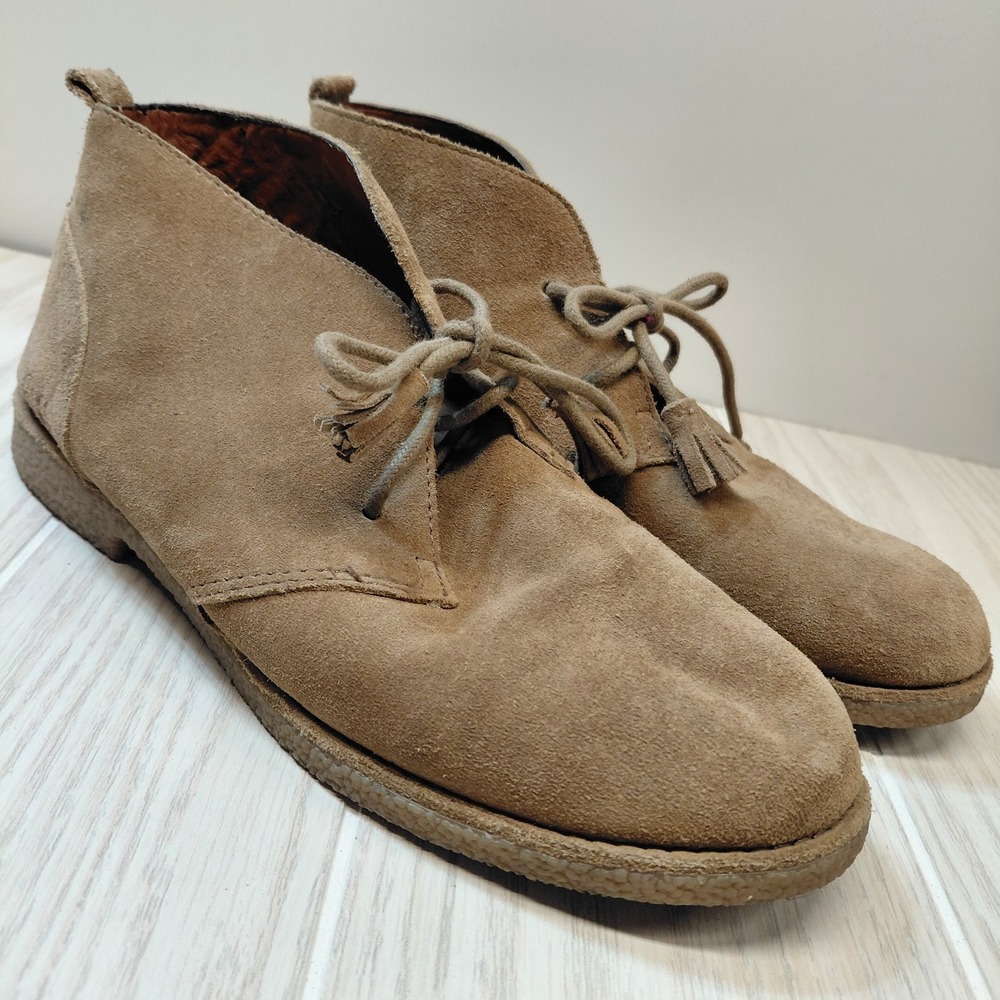 Lucky Brand Womens Suede Tan Lace Up Booties Size 7 B Leather Upper Eberline